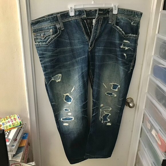 Men's Denim Blue Rivet De Cru - MAE Straight Leg Jeans - Size 46 - Picture 1 of 10